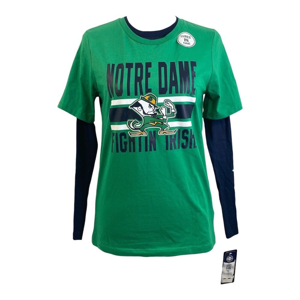 Gen2 Notre Dame Fighting Irish Shirt Boys Large combo 2 Piece Green Blue NWT